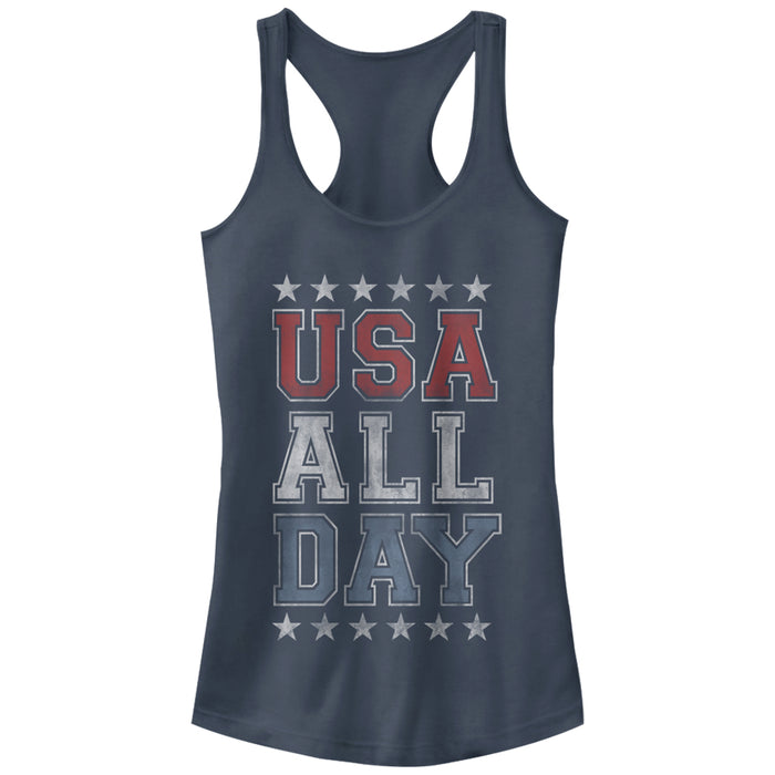 fifth sun Junior's Lost Gods Fourth of July USA All Day Racerback Tank Top