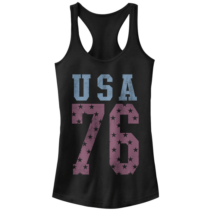 fifth sun Junior's Lost Gods Fourth of July USA Stars 76 Racerback Tank Top