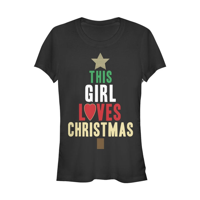 fifth sun Junior's Lost Gods Girl Loves Christmas T-Shirt