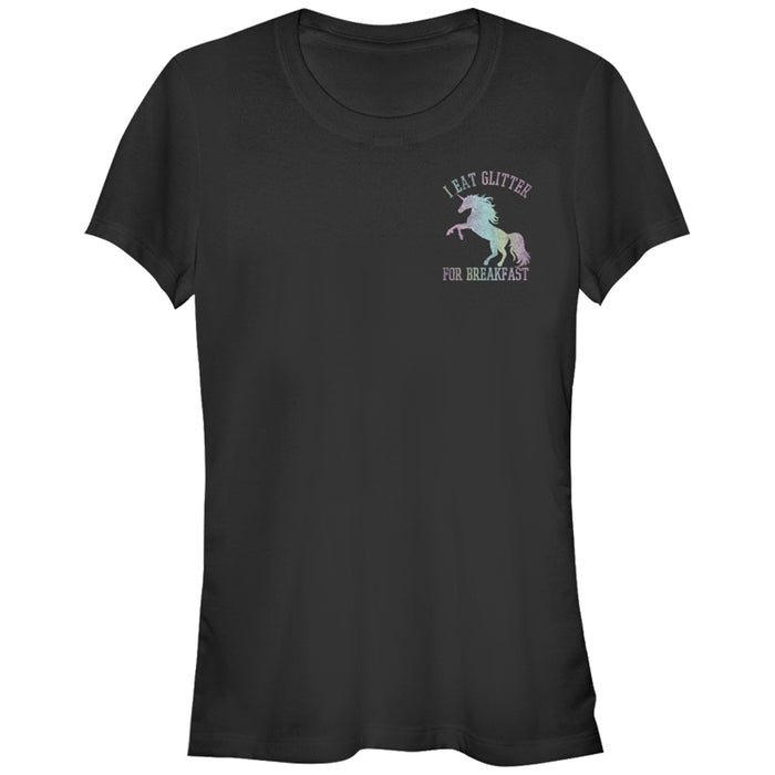 fifth sun Junior's Lost Gods Glitter Breakfast Unicorn T-Shirt
