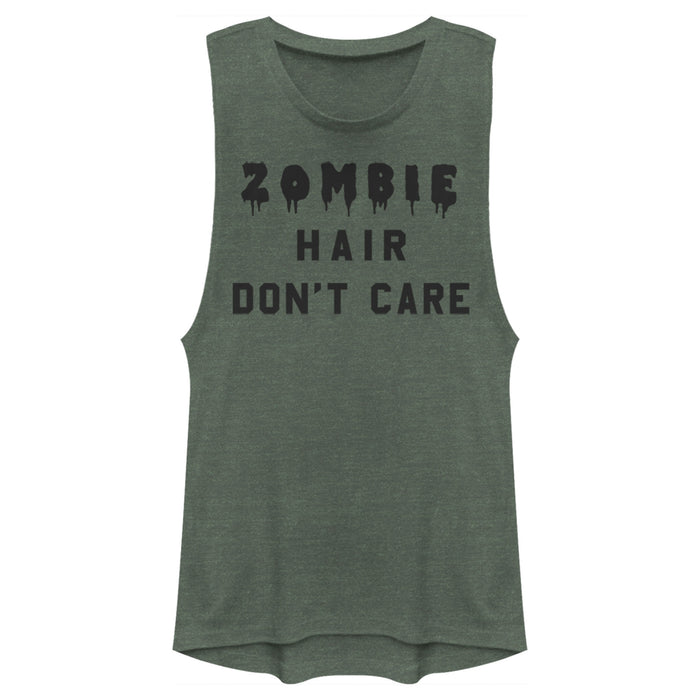 fifth sun Junior's Lost Gods Halloween Zombie Hair Don't Care Festival Muscle Tee