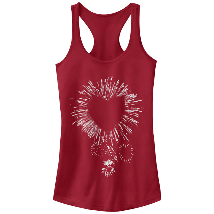 fifth sun Junior's Lost Gods Heart Fireworks Racerback Tank Top