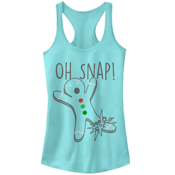 fifth sun Junior's Lost Gods Oh Snap Gingerbread Man Outline Racerback Tank Top