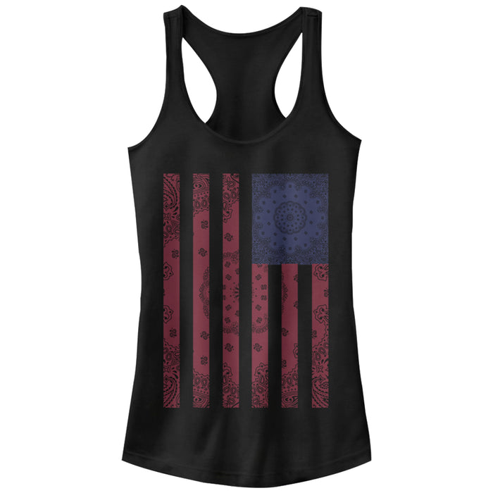 fifth sun Junior's Lost Gods Paisley American Flag Racerback Tank Top