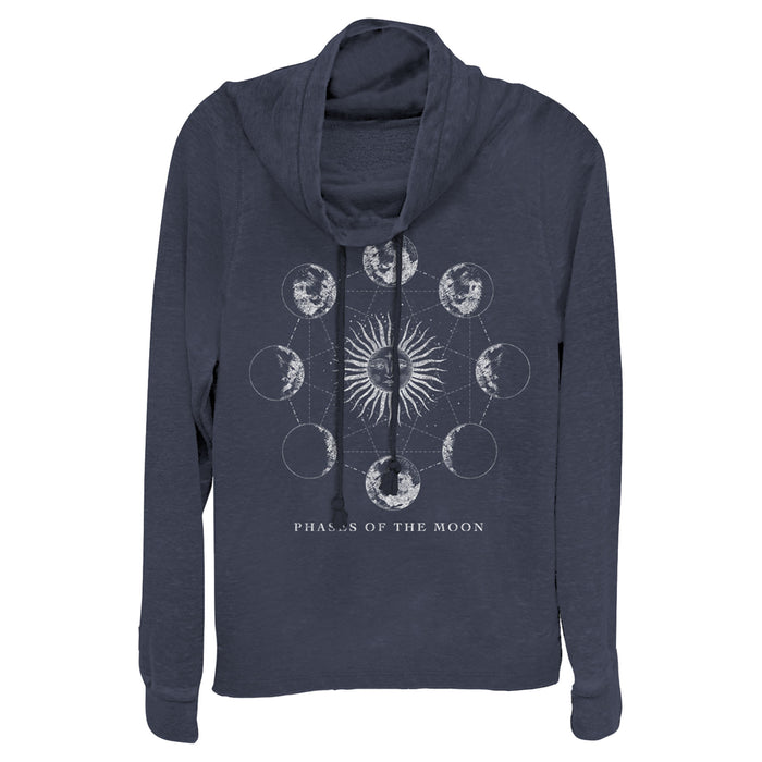 fifth sun Junior's Lost Gods Phases of the Moon Cowl Neck Sweatshirt