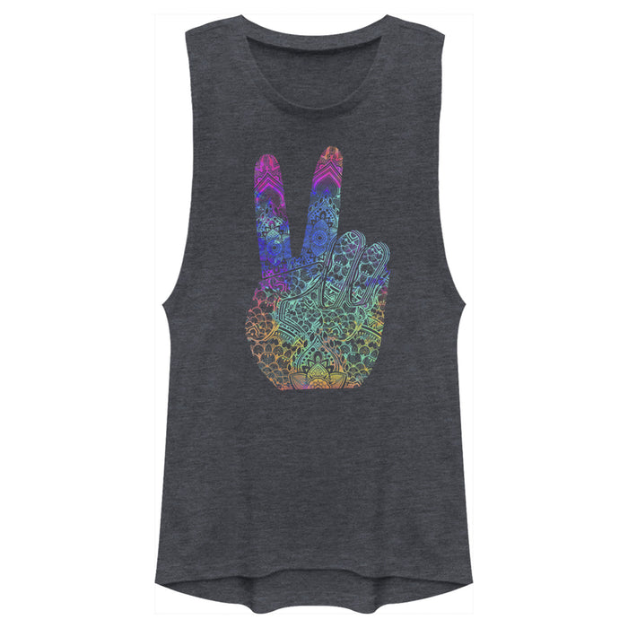 fifth sun Junior's Lost Gods Rainbow Henna Peace Festival Muscle Tee