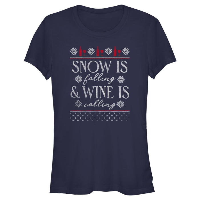 fifth sun Junior's Lost Gods Snow Is Falling Wine Is Calling T-Shirt