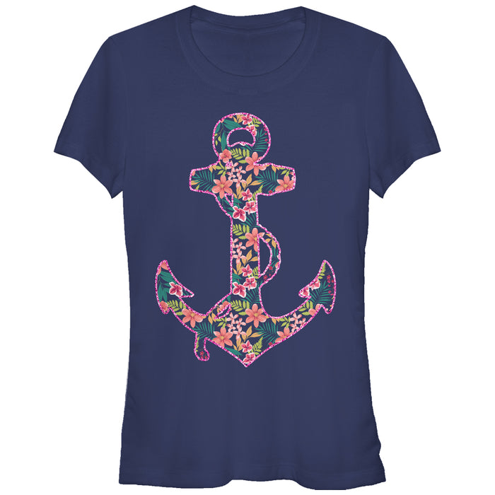 fifth sun Junior's Lost Gods Tropical Print Anchor T-Shirt