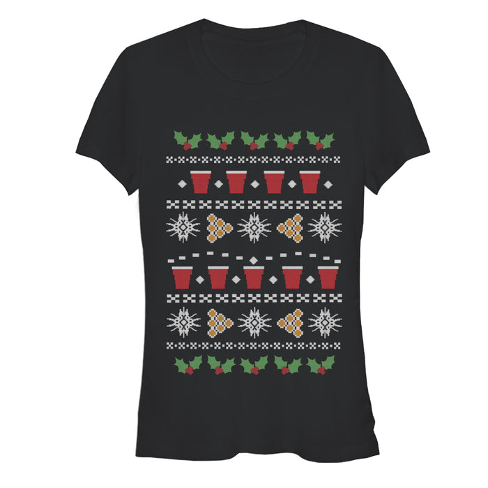 fifth sun Junior's Lost Gods Ugly Christmas Pong T-Shirt