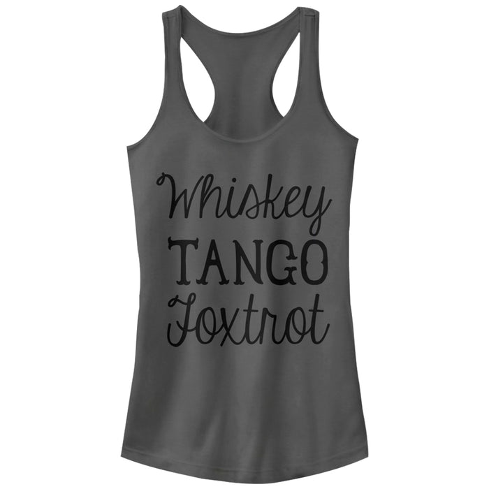 fifth sun Junior's Lost Gods Whiskey Tango Foxtrot Racerback Tank Top