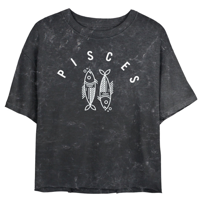 fifth sun Junior's Lost Gods Zodiac Pisces Line Symbol T-Shirt