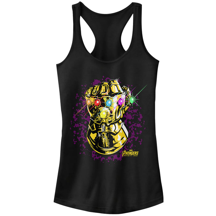 fifth sun Junior's Marvel Avengers: Avengers: Infinity War Gauntlet Sparkle Racerback Tank Top