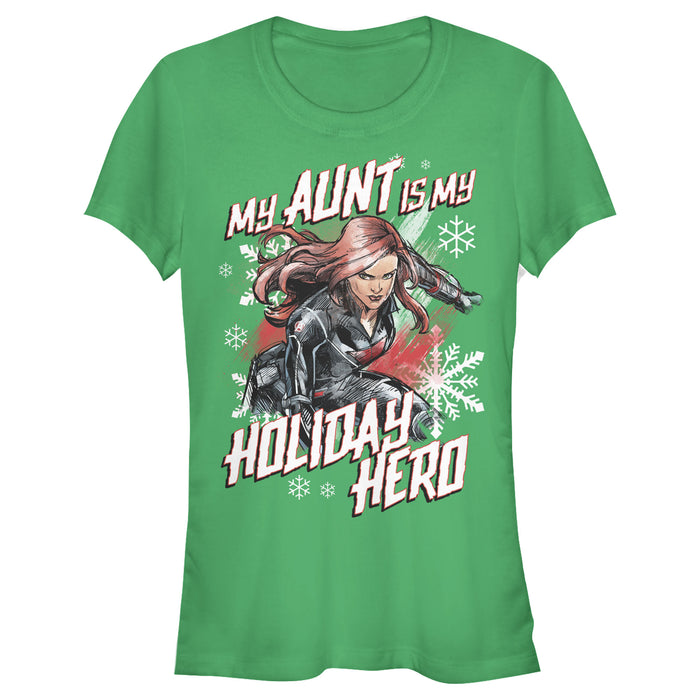 fifth sun Junior's Marvel Black Widow Aunt Holiday Hero T-Shirt