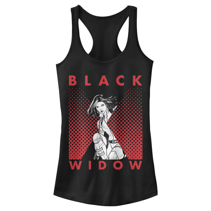 fifth sun Junior's Marvel Black Widow Gradient Pose Racerback Tank Top