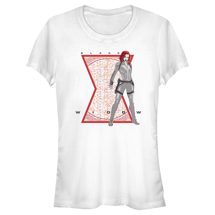 fifth sun Junior's Marvel Black Widow Hourglass Secret Code T-Shirt