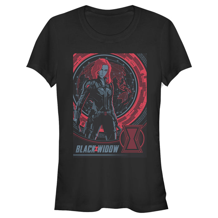 fifth sun Junior's Marvel Black Widow Infrared Globe T-Shirt