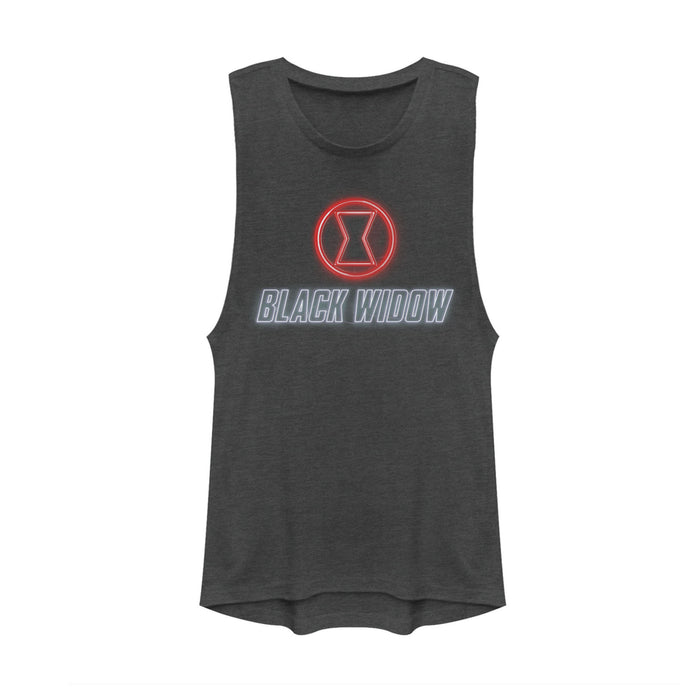 fifth sun Junior's Marvel Black Widow Neon Hourglass Festival Muscle Tee