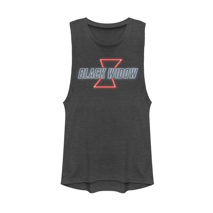 fifth sun Junior's Marvel Black Widow Neon Light Logo Festival Muscle Tee