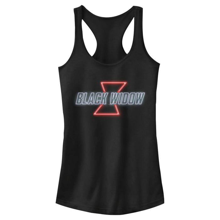 fifth sun Junior's Marvel Black Widow Neon Light Logo Racerback Tank Top