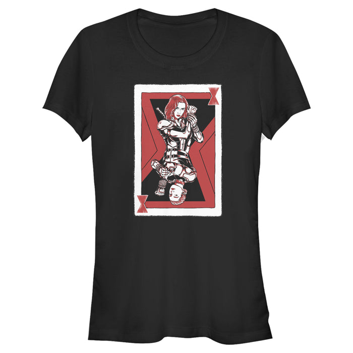 fifth sun Junior's Marvel Black Widow Sister Playing Card T-Shirt