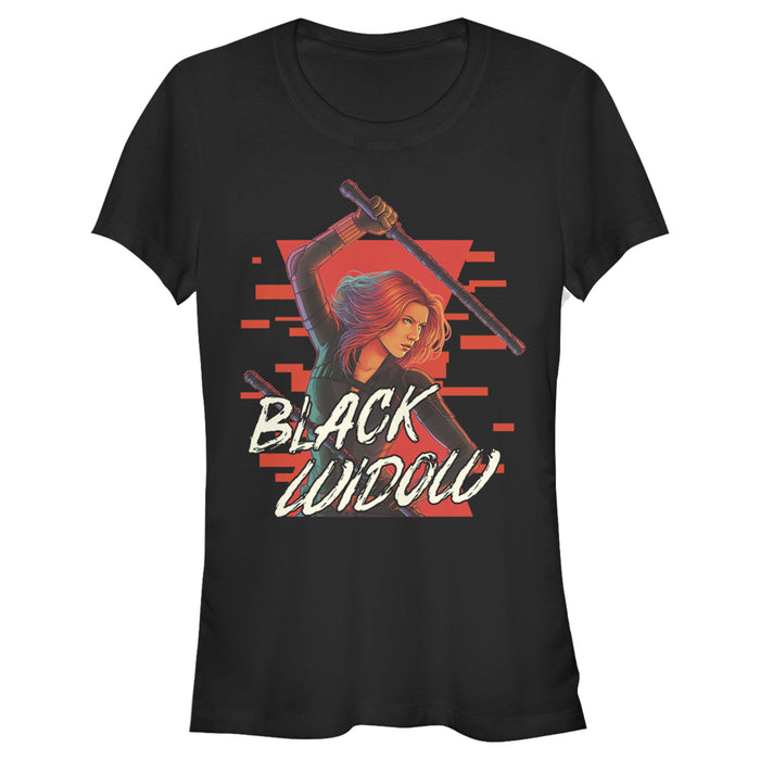fifth sun Junior's Marvel Black Widow Streaked Hourglass T-Shirt