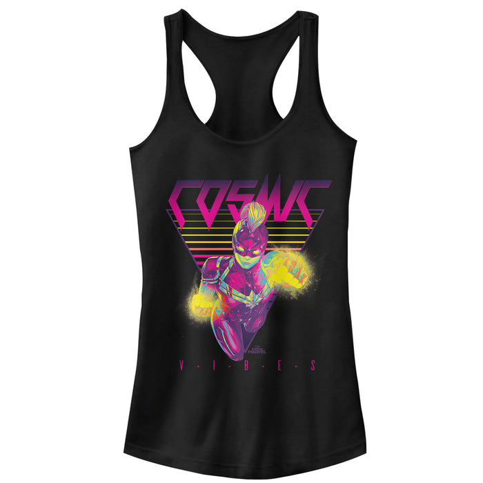 fifth sun Junior's Marvel Captain Marvel '90s Cosmic Vibes Racerback Tank Top