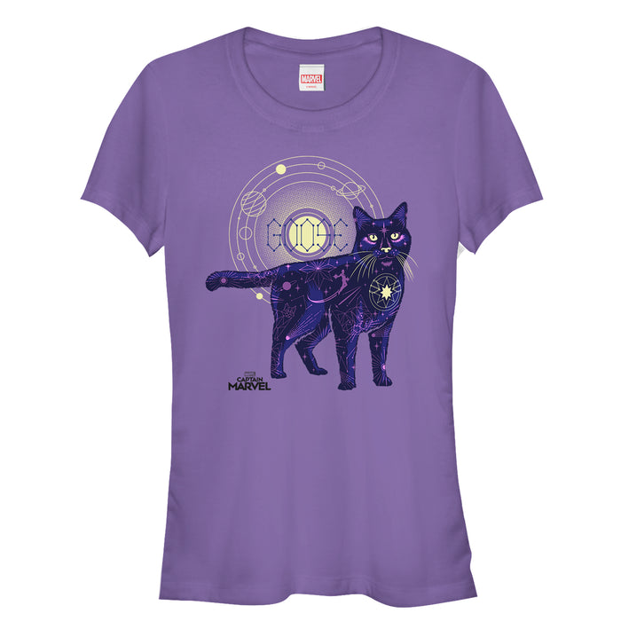 fifth sun Junior's Marvel Captain Marvel Celestial Goose Cat T-Shirt
