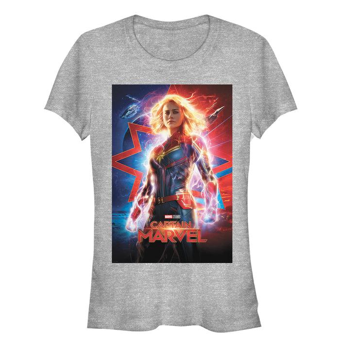 fifth sun Junior's Marvel Captain Marvel Electric Poster T-Shirt
