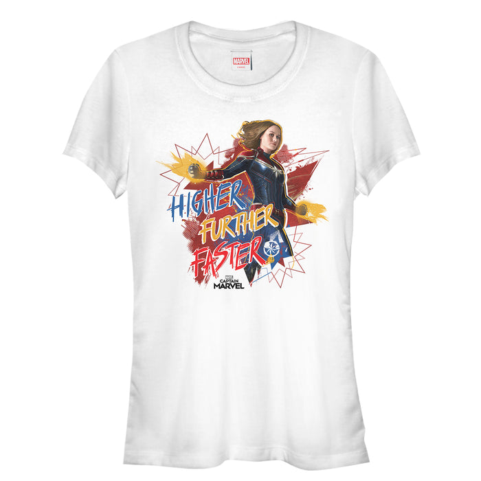 fifth sun Junior's Marvel Captain Marvel Faster Stars T-Shirt