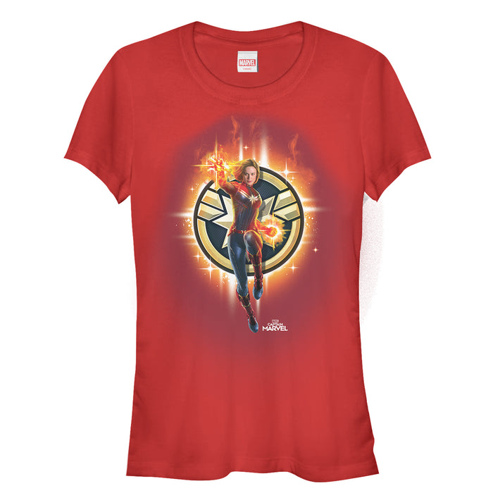 fifth sun Junior's Marvel Captain Marvel Flame Star Symbol T-Shirt