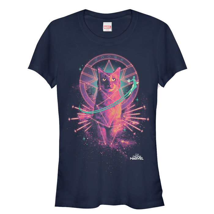 fifth sun Junior's Marvel Captain Marvel Galactic Goose Cat T-Shirt