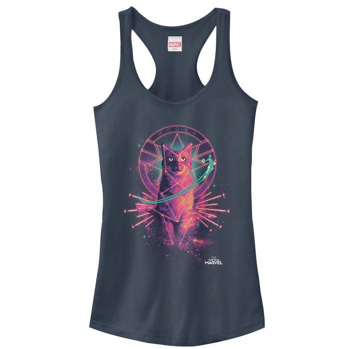 fifth sun Junior's Marvel Captain Marvel Galactic Goose Cat Racerback Tank Top
