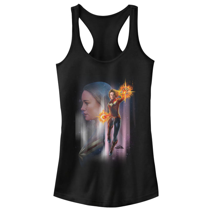 fifth sun Junior's Marvel Captain Marvel Galactic Profile Racerback Tank Top
