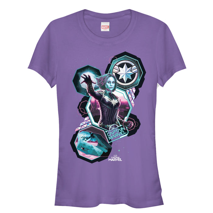 fifth sun Junior's Marvel Captain Marvel Geometric Space T-Shirt