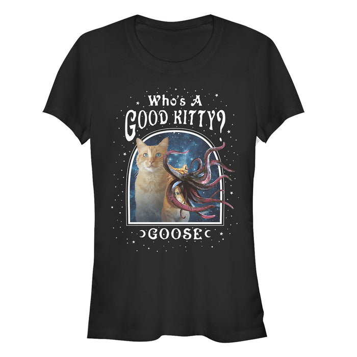 fifth sun Junior's Marvel Captain Marvel Good Goose Cat T-Shirt