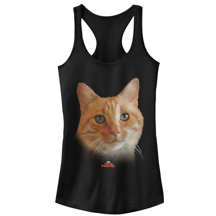fifth sun Junior's Marvel Captain Marvel Goose Cat Portrait Racerback Tank Top