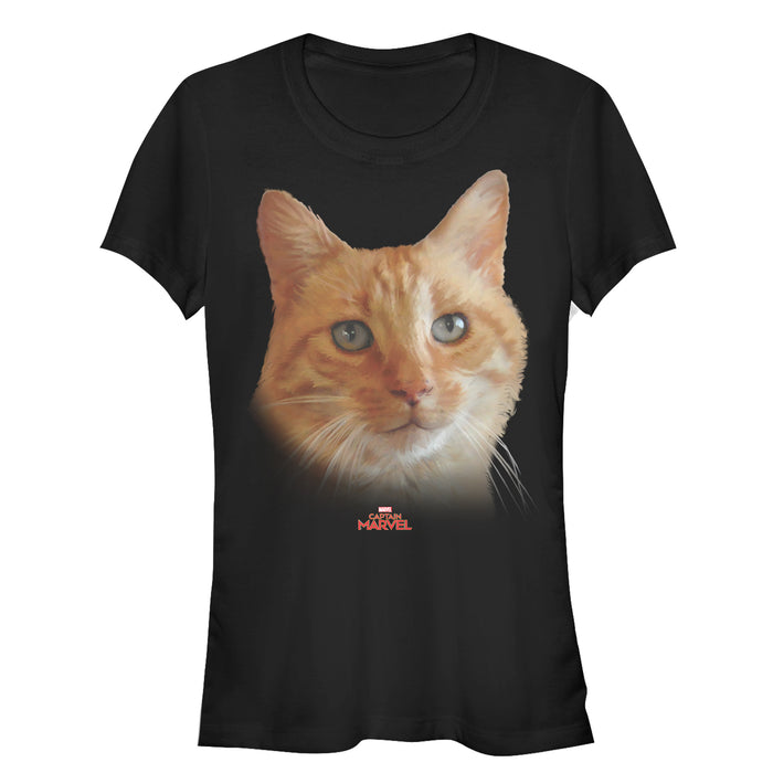 fifth sun Junior's Marvel Captain Marvel Goose Cat Portrait T-Shirt