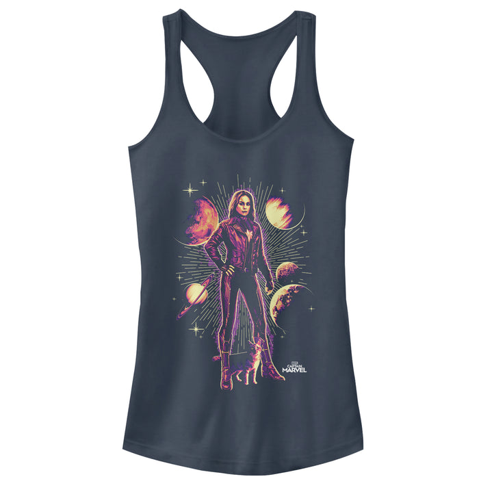 fifth sun Junior's Marvel Captain Marvel Goose Partners Racerback Tank Top