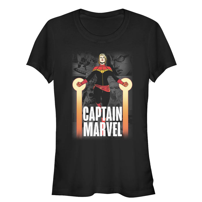 fifth sun Junior's Marvel Captain Marvel In Flight T-Shirt