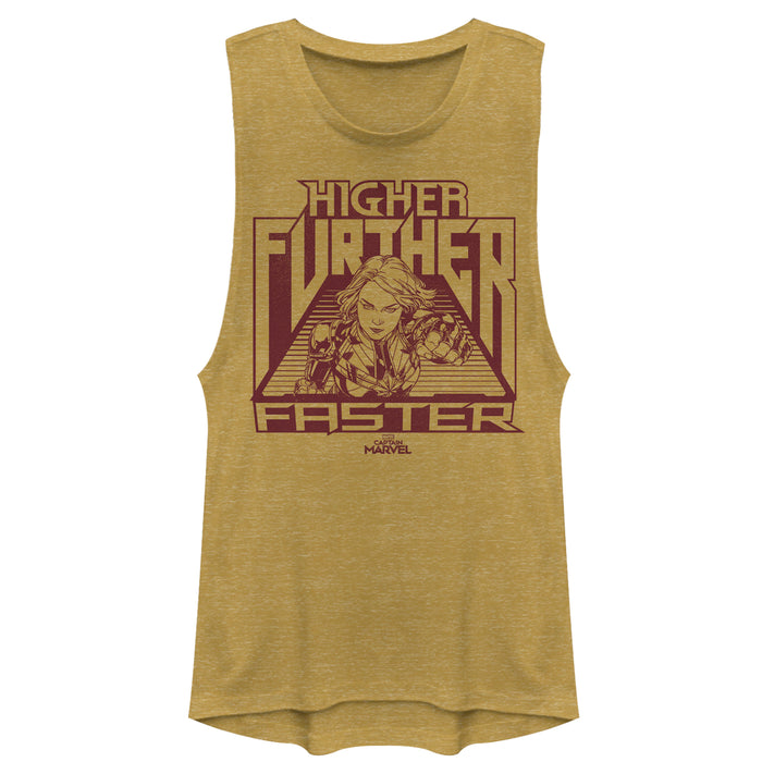 fifth sun Junior's Marvel Captain Marvel Marvel Grayscale Higher Quote Festival Muscle Tee