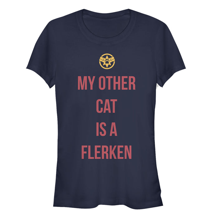 fifth sun Junior's Marvel Captain Marvel My Other Cat is a Flerken T-Shirt