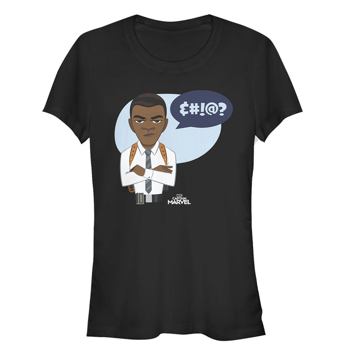 fifth sun Junior's Marvel Captain Marvel Nick Fury Speech Bubble T-Shirt