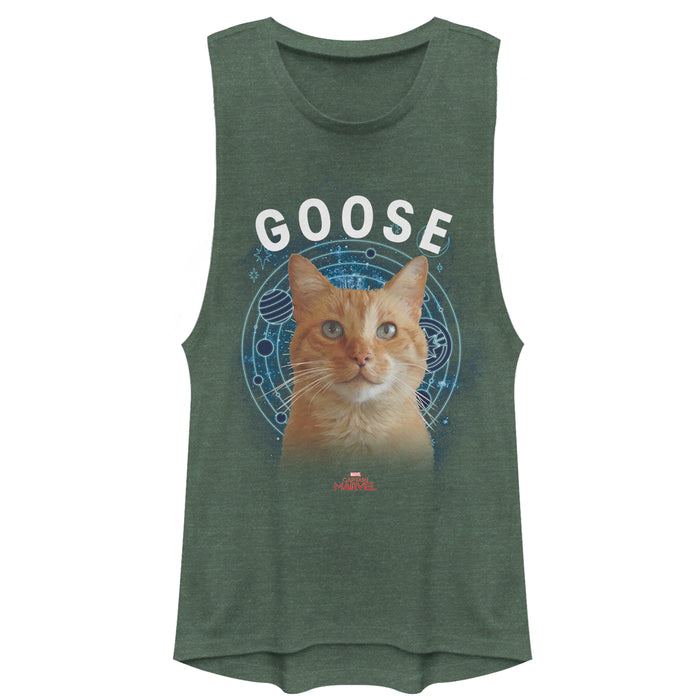 fifth sun Junior's Marvel Captain Marvel Planet Goose Cat Festival Muscle Tee