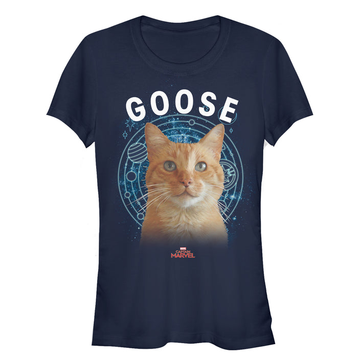 fifth sun Junior's Marvel Captain Marvel Planet Goose Cat T-Shirt
