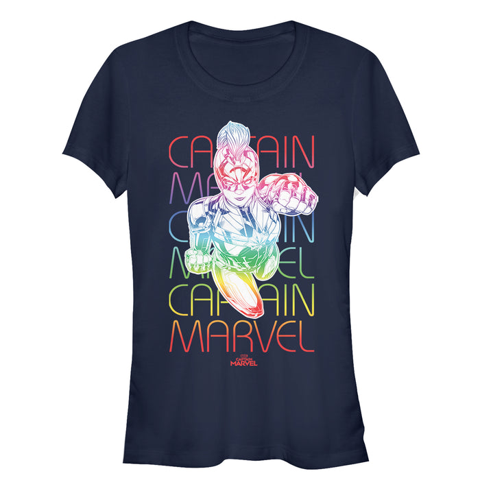 fifth sun Junior's Marvel Captain Marvel Rainbow Kree T-Shirt