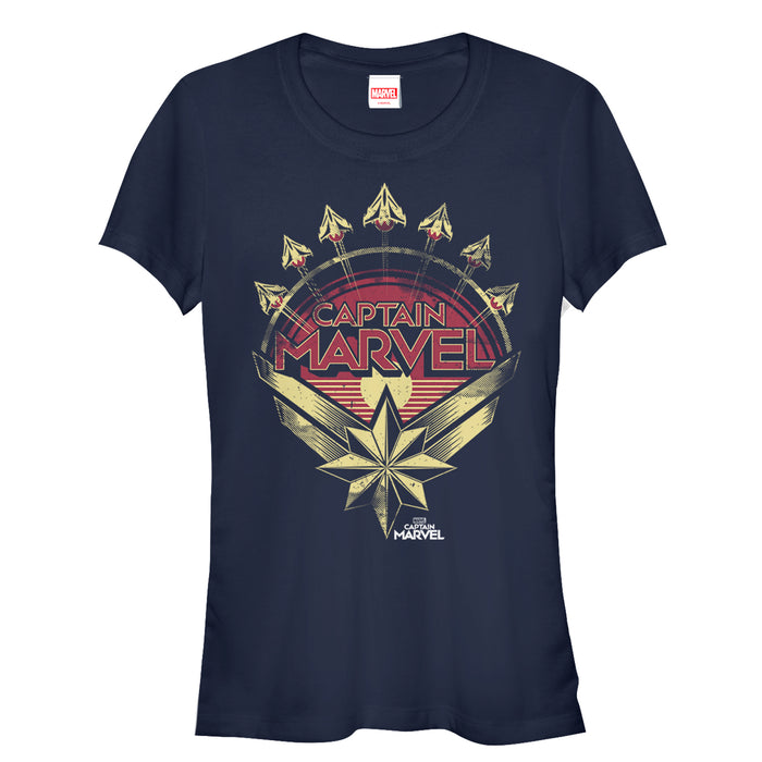 fifth sun Junior's Marvel Captain Marvel Retro Fighter Jet Plane T-Shirt