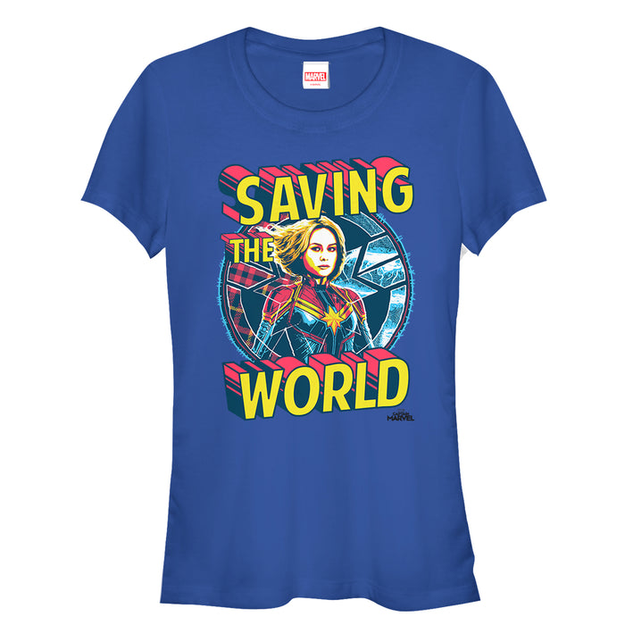 fifth sun Junior's Marvel Captain Marvel Saving the World T-Shirt