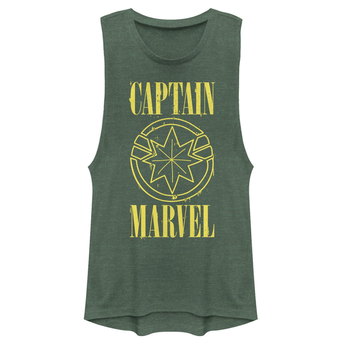 Fifth Sun Junior's Marvel Captain Marvel Stained Star Symbol Festival Muscle Tee