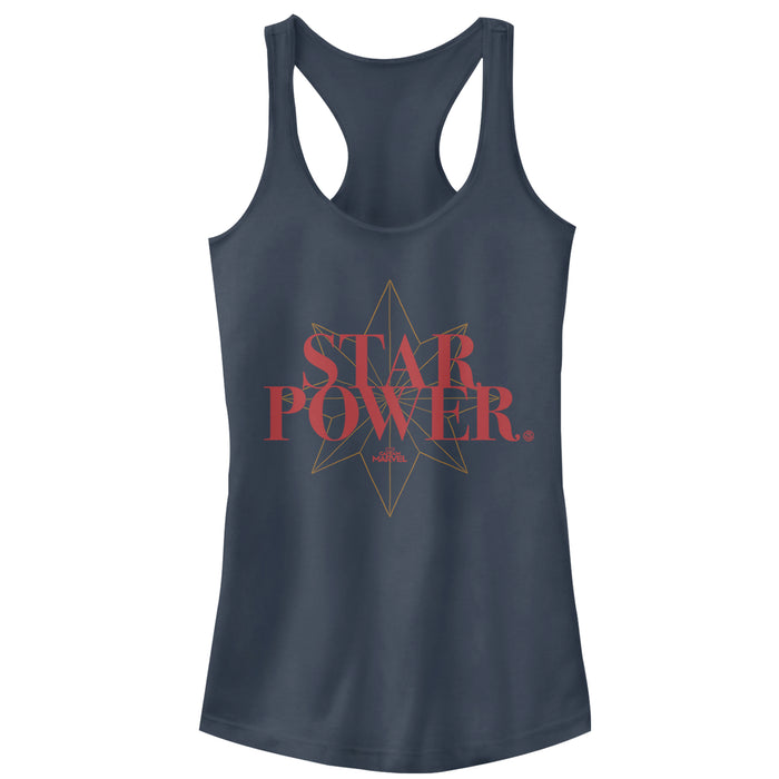 fifth sun Junior's Marvel Captain Marvel Star Power Text Racerback Tank Top