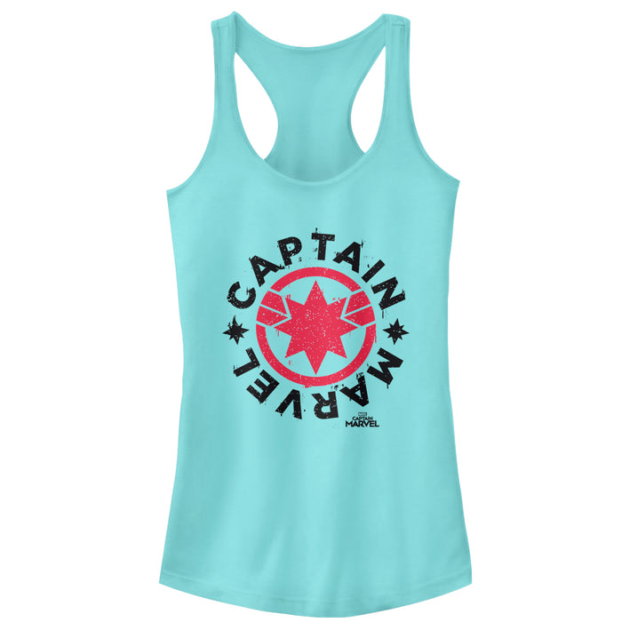 fifth sun Junior's Marvel Captain Marvel Star Symbol Circle Racerback Tank Top